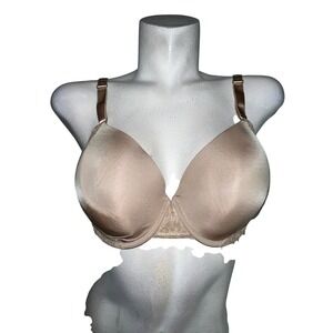 Soma Vanishing 360 Perfect Coverage Lace Trim Bra 40C Tan Beige Underwire